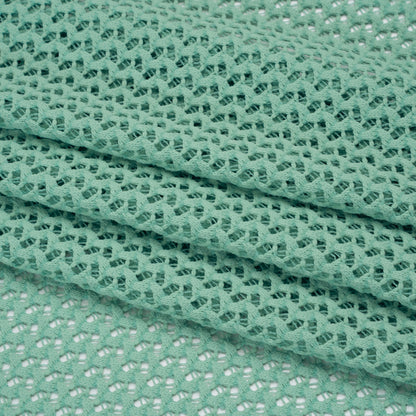 Stretch Polyester Eyelet Knit by Montce - Dark Mint Zig Zags - Designer Deadstock
