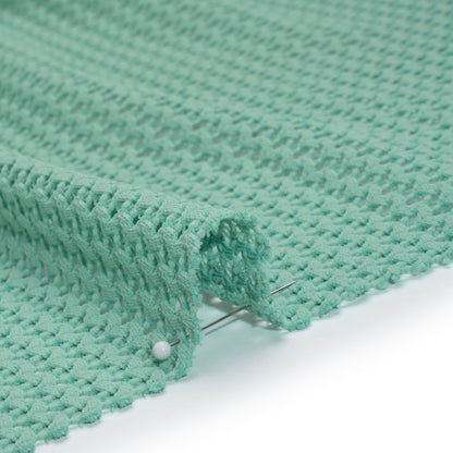 Stretch Polyester Eyelet Knit by Montce - Dark Mint Zig Zags - Designer Deadstock