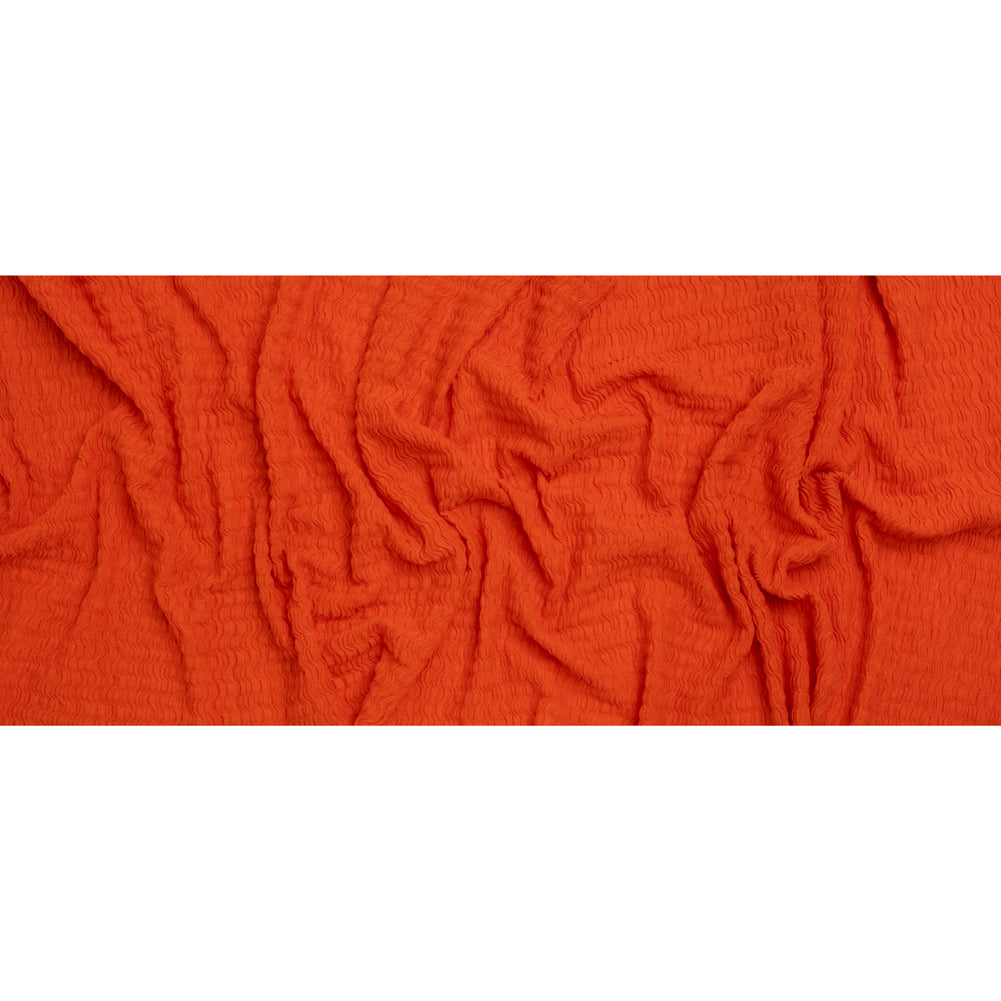 Ruched Stretch Cotton and Polyester Novelty Knit by Montce - Tangerine - Designer Deadstock - Full