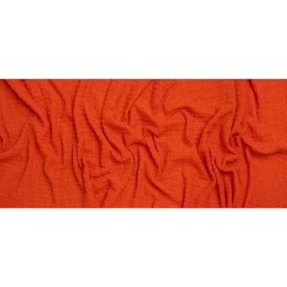 Ruched Stretch Cotton and Polyester Novelty Knit by Montce - Tangerine - Designer Deadstock