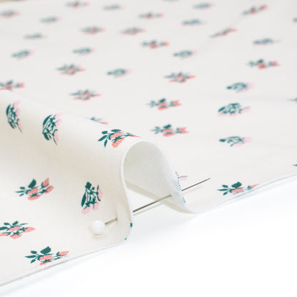 Stretch Nylon Jersey Print by Montce - Pink, Dark Green and Cream Floral Ditsy - Designer Deadstock