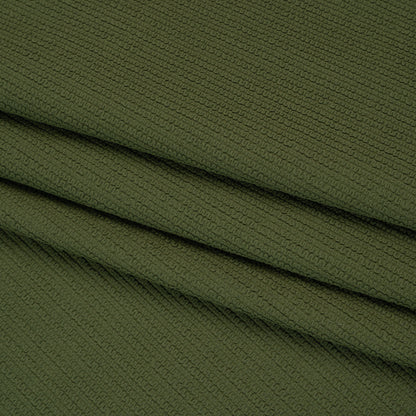 Stretch Ruffled Nylon Knit - Olive Green - Deadstock