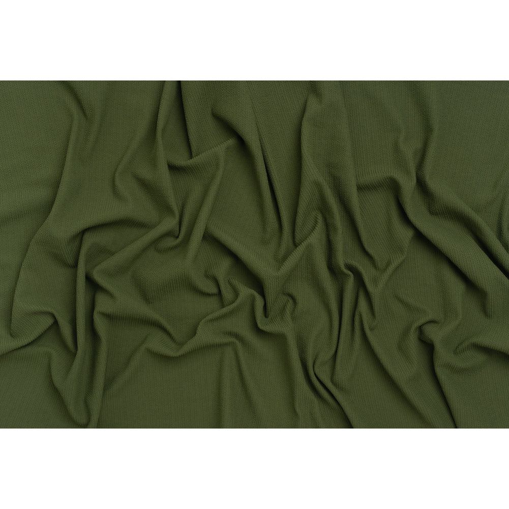 Stretch Ruffled Nylon Knit - Olive Green - Deadstock - Full