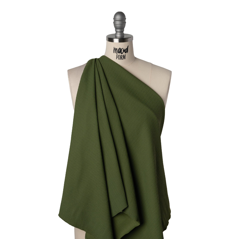Stretch Ruffled Nylon Knit - Olive Green - Deadstock - Drape