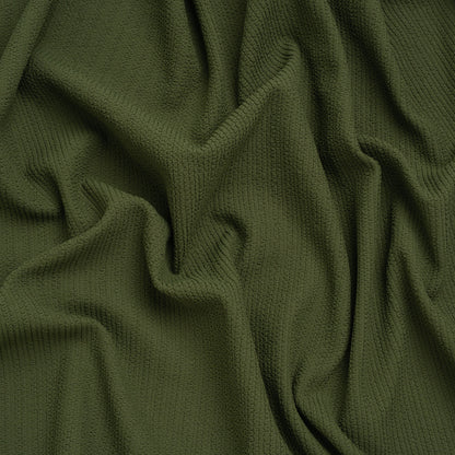 Stretch Ruffled Nylon Knit - Olive Green - Deadstock