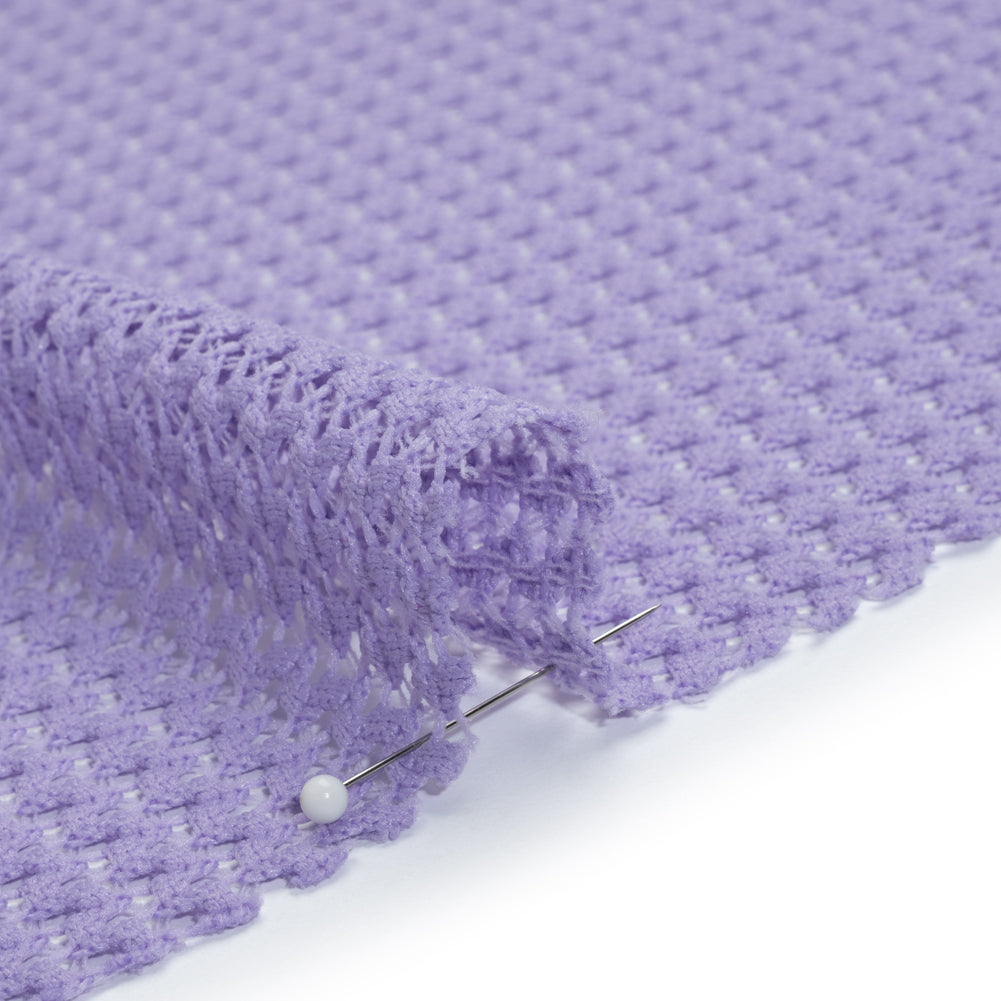 Stretch Polyester Eyelet Knit by Montce - Lavender Zig Zags - Designer Deadstock - Detail