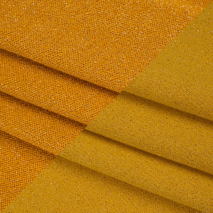 Metallic Stretch Nylon French Terry - Mustard Yellow - Deadstock