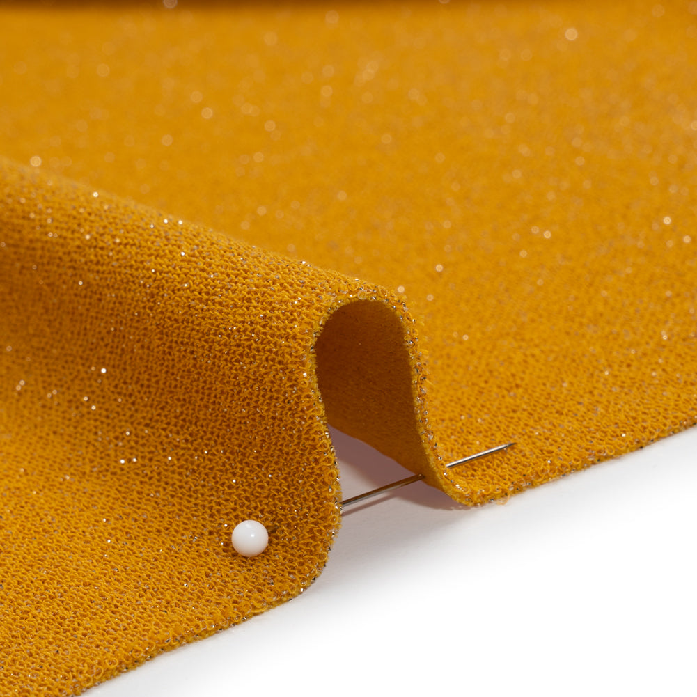 Metallic Stretch Nylon French Terry - Mustard Yellow - Deadstock - Detail