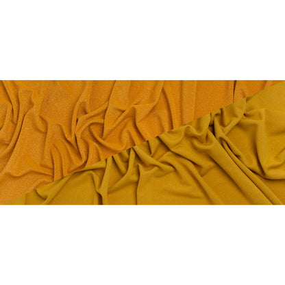 Metallic Stretch Nylon French Terry - Mustard Yellow - Deadstock