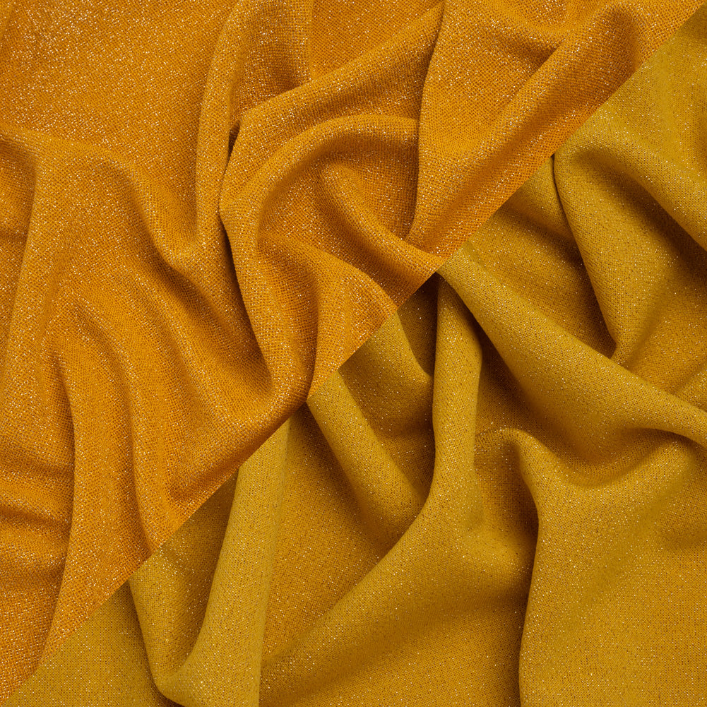 Metallic Stretch Nylon French Terry - Mustard Yellow - Deadstock