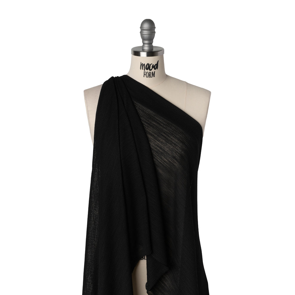 Cotton and Polyester Lace Sweater Knit - Black Tiny Arches - Deadstock - Drape