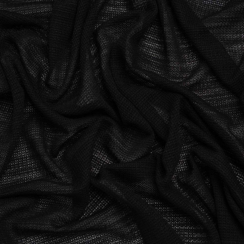 Cotton and Polyester Lace Sweater Knit - Black Tiny Arches - Deadstock