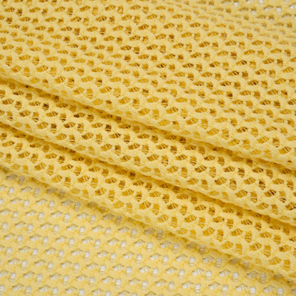 Stretch Polyester Eyelet Knit by Montce - Sun Yellow Zig Zags - Designer Deadstock
