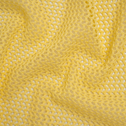 Stretch Polyester Eyelet Knit by Montce - Sun Yellow Zig Zags - Designer Deadstock