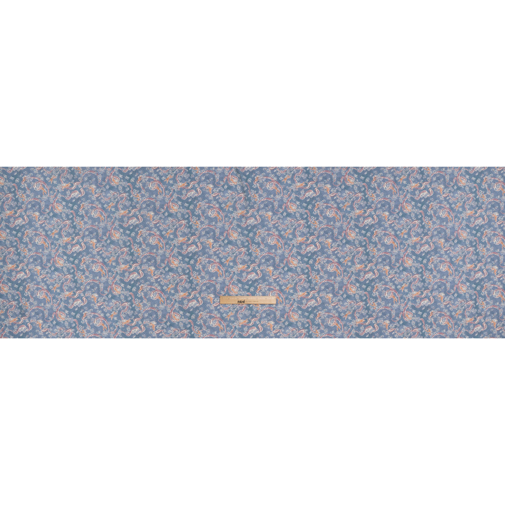 Stretch Nylon Tricot Print by Montce x Liberty Fabrics - Country Blue, Pink and Peach Cherubs and Flowering Vines - Designer Deadstock - Full