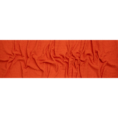 Ruched Stretch Cotton and Polyester Novelty Knit by Montce - Coral Red - Designer Deadstock