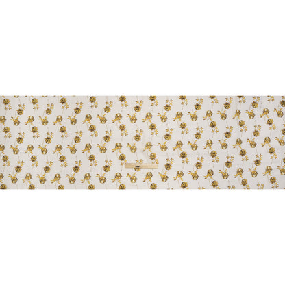 Cotton Voile Print by Montce - White and Yellow Gold Roses - Designer Deadstock