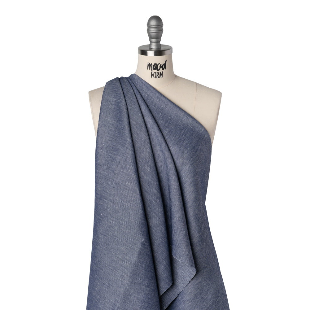 Stretch Linen Blend Denim Twill by Veronica Beard - Indigo - Designer Deadstock