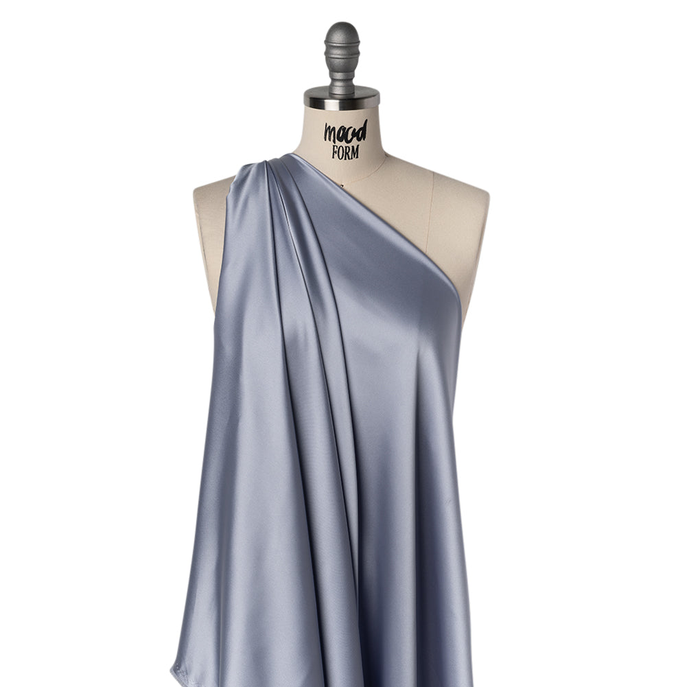 Stretch Polyester Charmeuse - Slate Blue - Mood Exclusive Junonia Collection - Drape