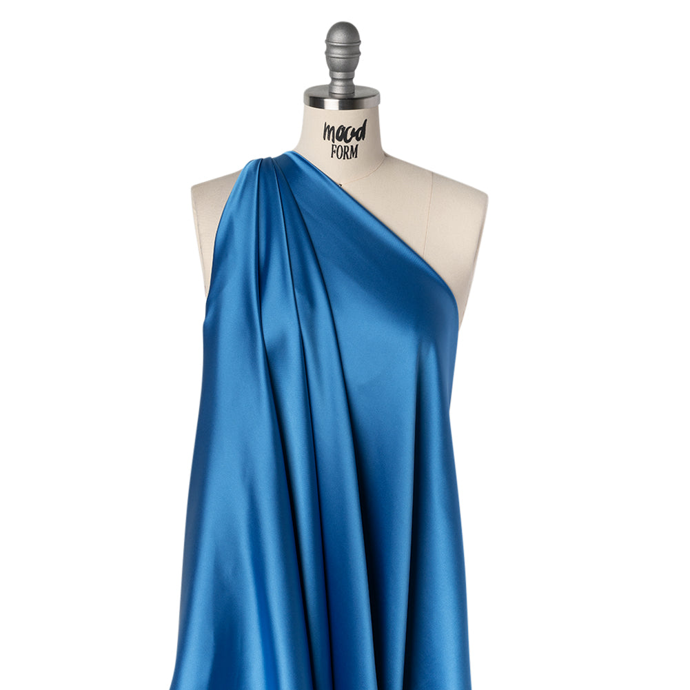 Stretch Polyester Charmeuse - Blue - Mood Exclusive Junonia Collection - Drape