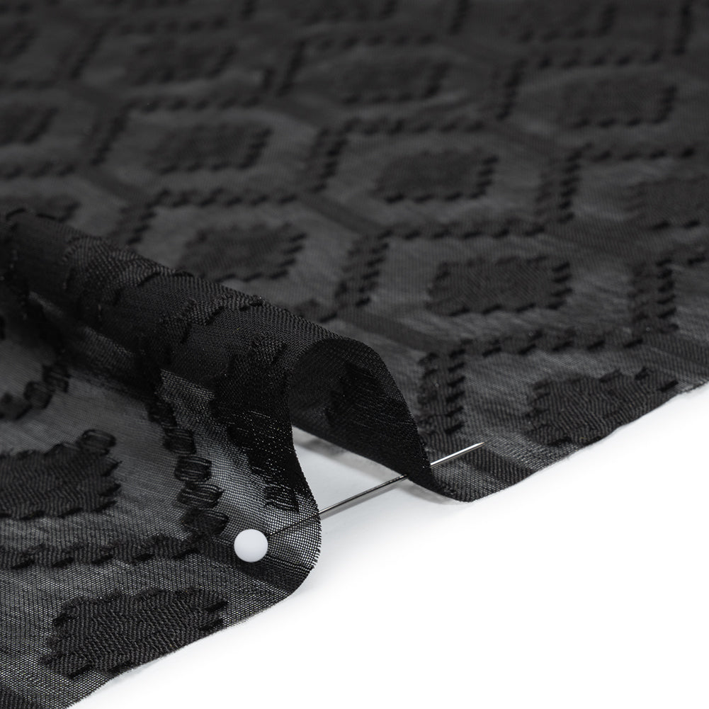 Geometric Burnout Polyester Woven - Black - Mood Exclusive Erynnis Collection - Detail