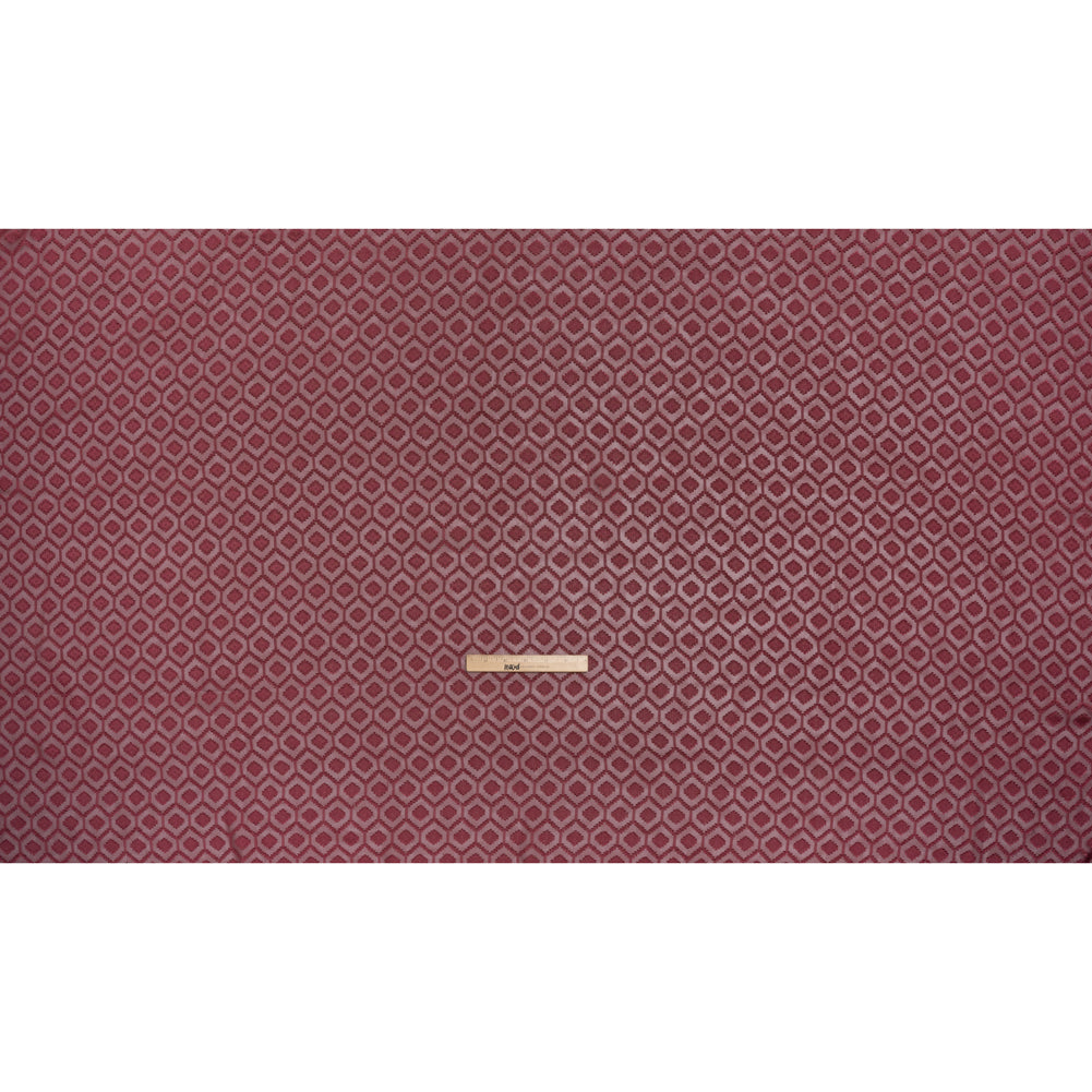 Geometric Burnout Polyester Woven - Burgundy - Mood Exclusive Erynnis Collection - Full