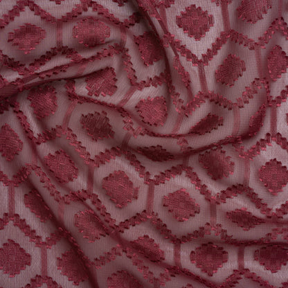 Geometric Burnout Polyester Woven - Burgundy - Mood Exclusive Erynnis Collection