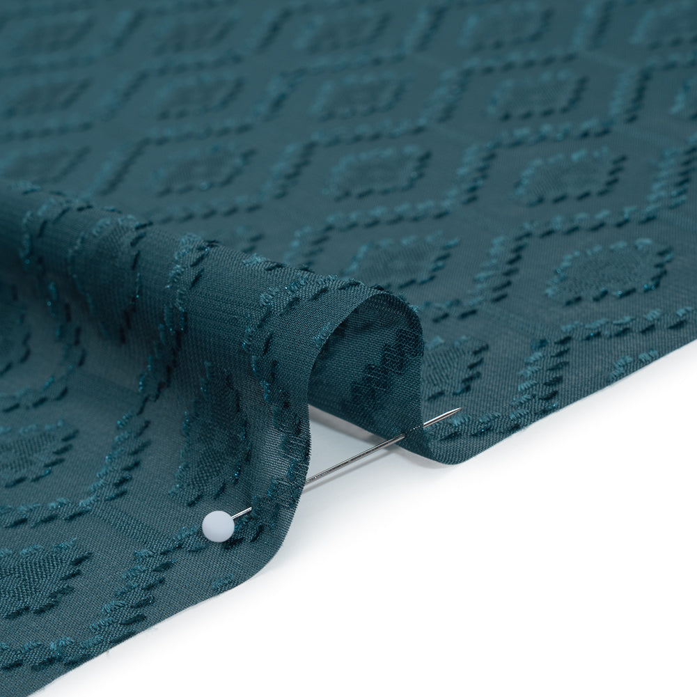 Geometric Burnout Polyester Woven - Ocean - Mood Exclusive Erynnis Collection - Detail