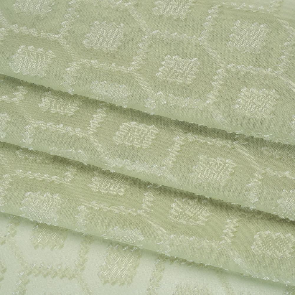 Geometric Burnout Polyester Woven - Celedon - Mood Exclusive Erynnis Collection - Folded