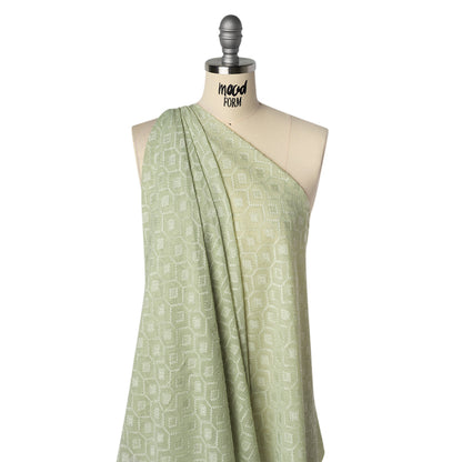 Geometric Burnout Polyester Woven - Celedon - Mood Exclusive Erynnis Collection