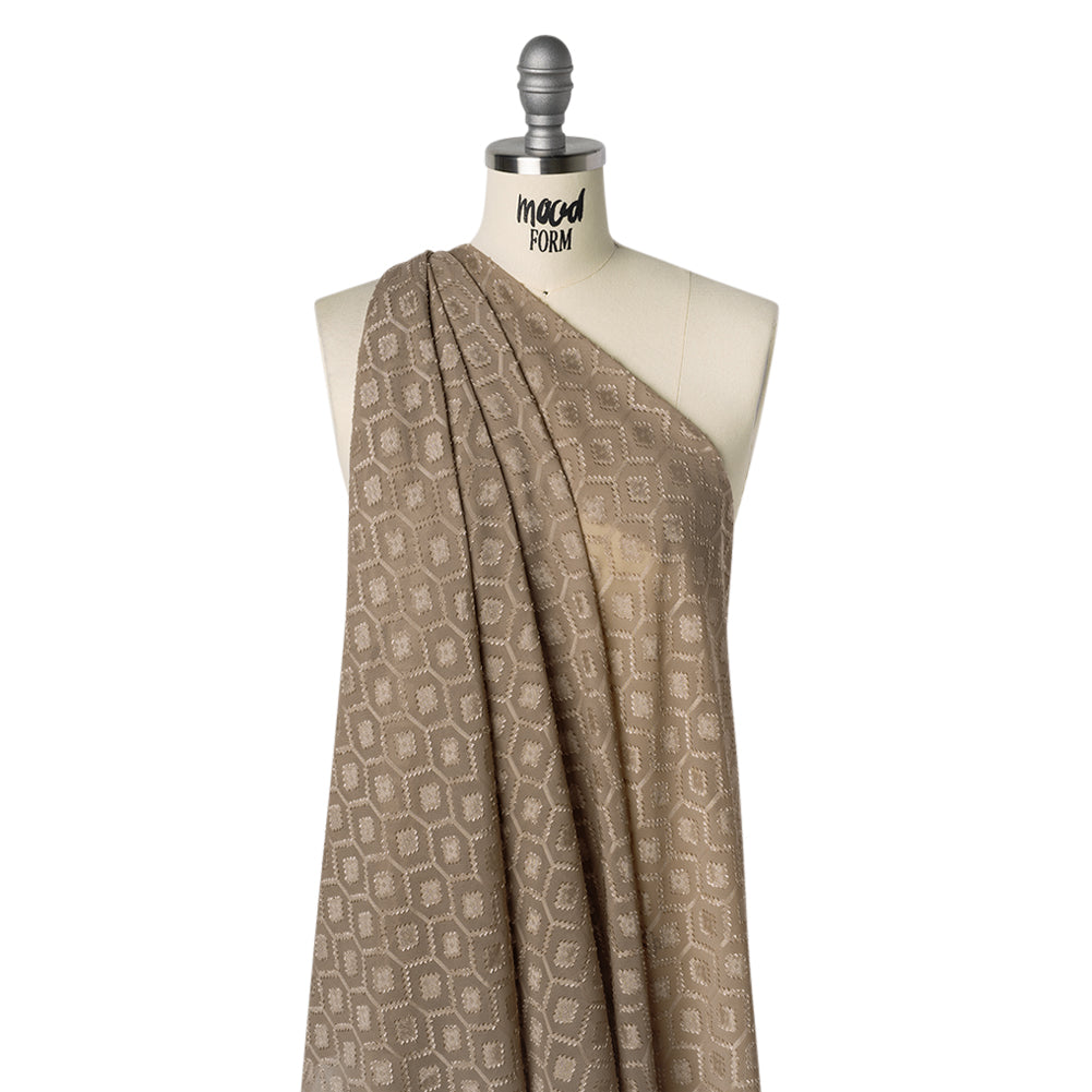 Geometric Burnout Polyester Woven - Taupe - Mood Exclusive Erynnis Collection - Drape
