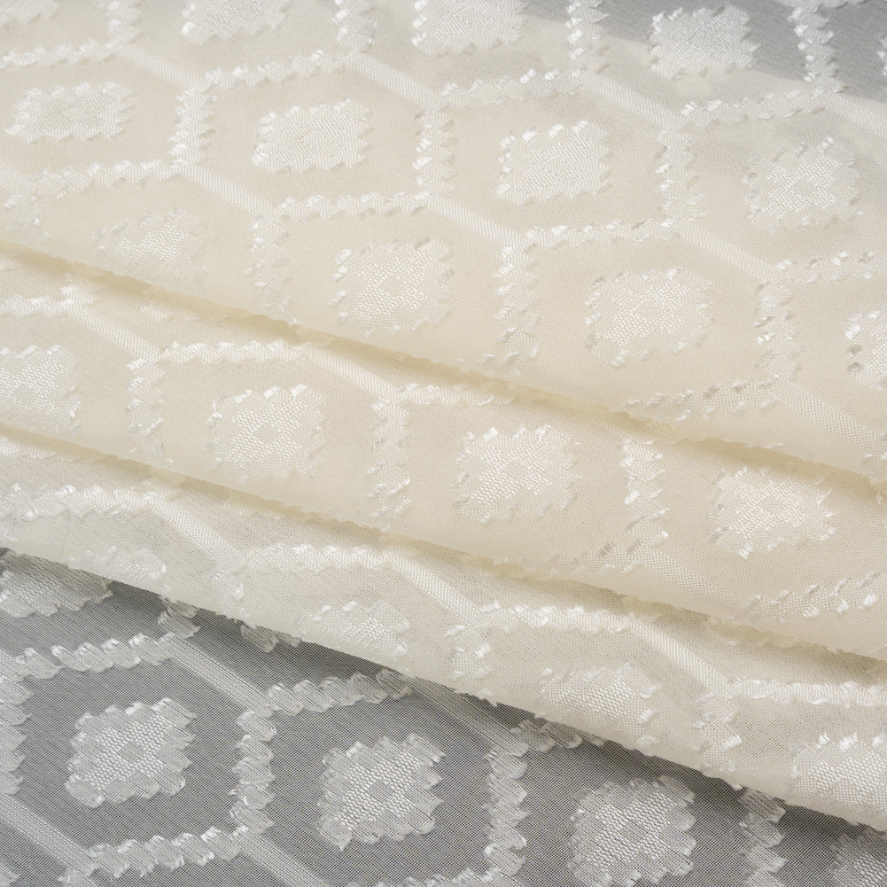 Geometric Burnout Polyester Woven - Ivory - Mood Exclusive Erynnis Collection - Folded