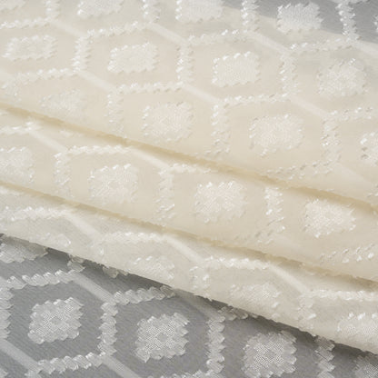 Geometric Burnout Polyester Woven - Ivory - Mood Exclusive Erynnis Collection