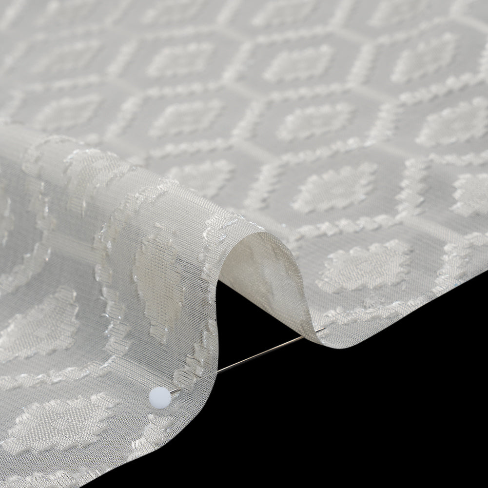 Geometric Burnout Polyester Woven - Ivory - Mood Exclusive Erynnis Collection - Detail