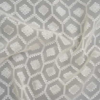 Geometric Burnout Polyester Woven - Ivory - Mood Exclusive Erynnis Collection