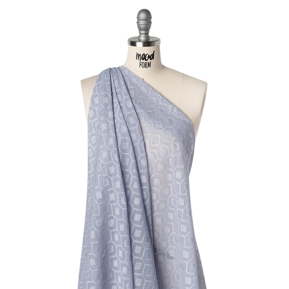 Geometric Burnout Polyester Woven - Light Blue - Mood Exclusive Erynnis Collection - Drape