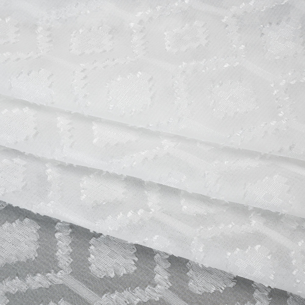 Geometric Burnout Polyester Woven - Off-White - Mood Exclusive Erynnis Collection - Folded