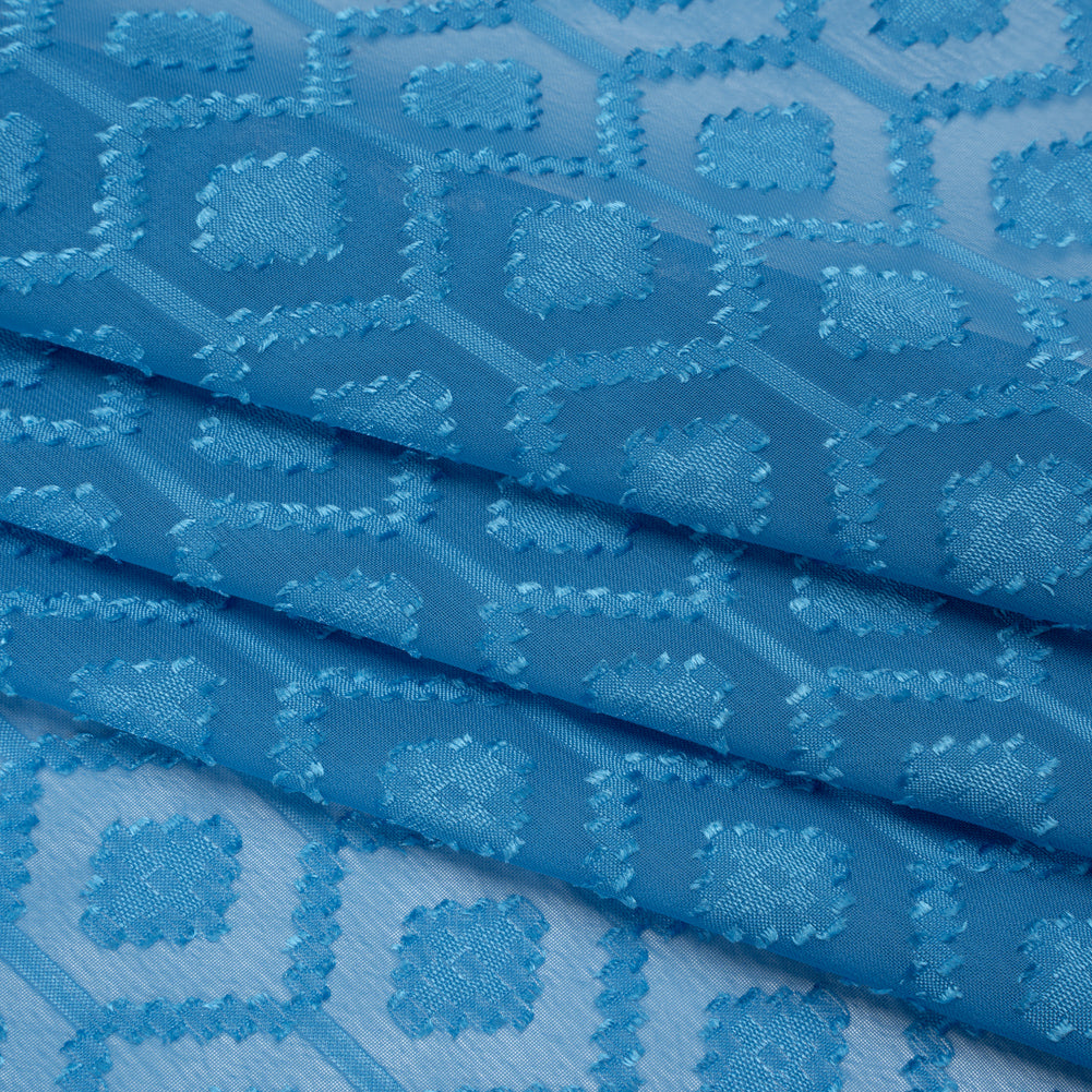 Geometric Burnout Polyester Woven - Blue - Mood Exclusive Erynnis Collection - Folded