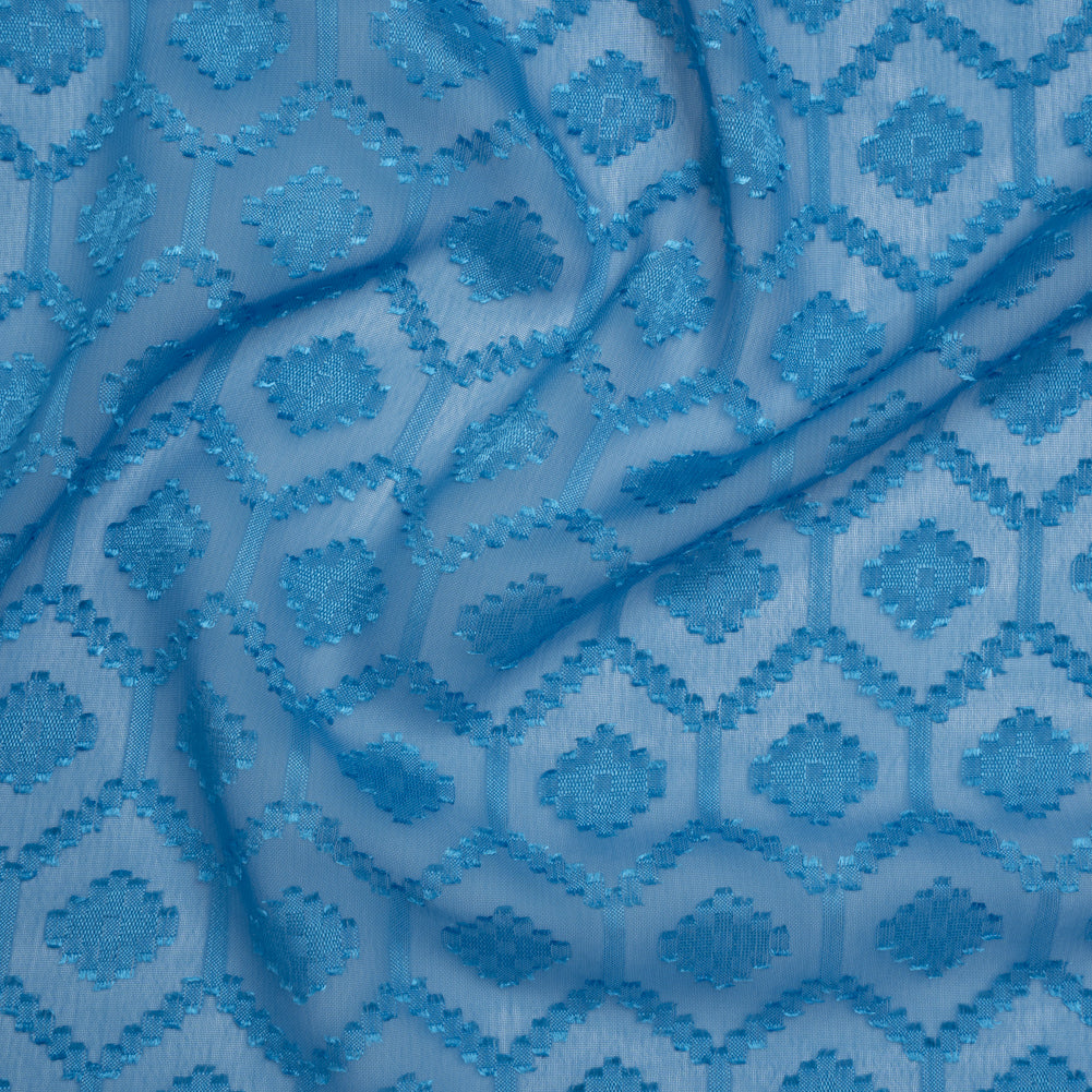 Geometric Burnout Polyester Woven - Blue - Mood Exclusive Erynnis Collection