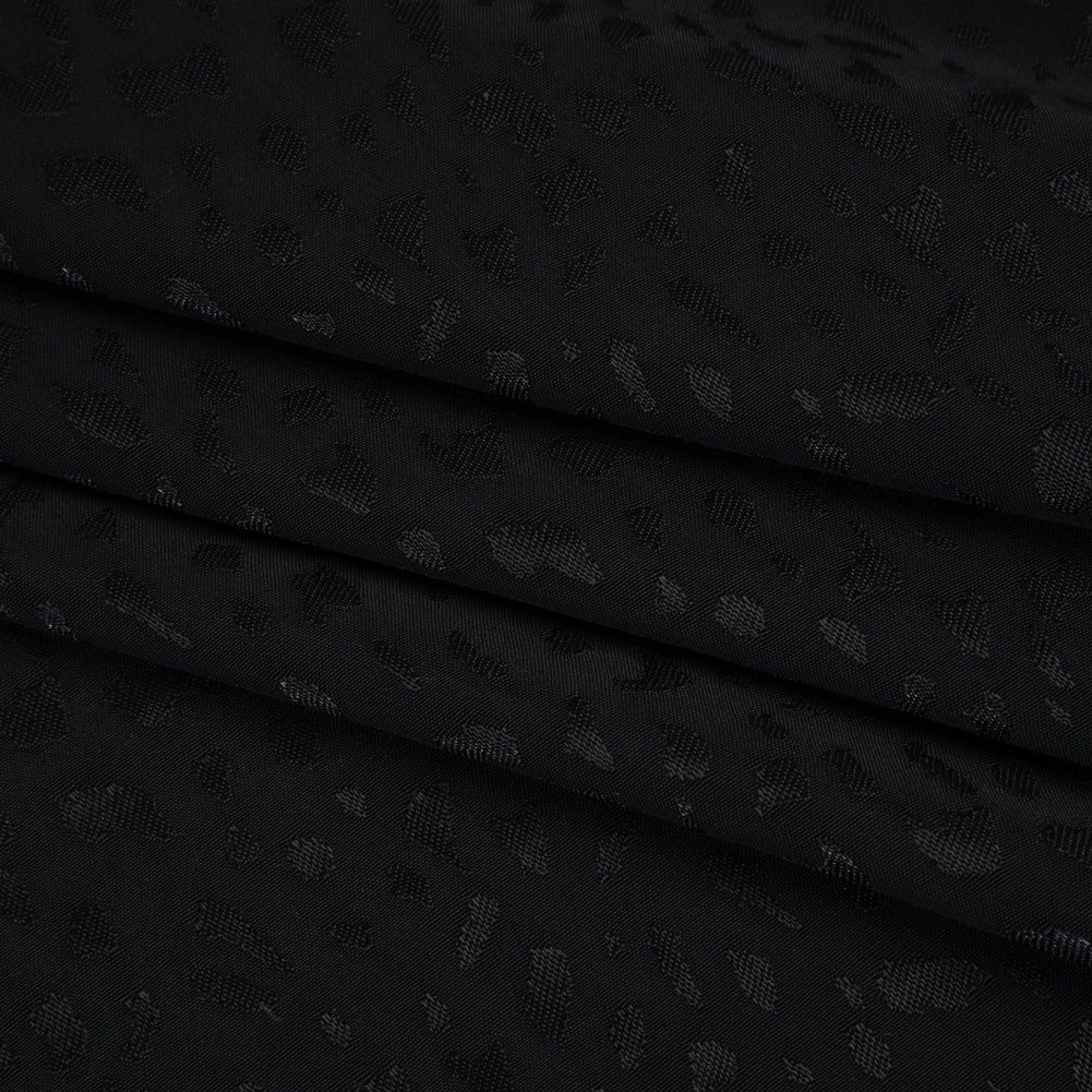 Sustainable Viscose Cheetah Spots Jacquard - Black - Mood Exclusive Zerene Collection - Folded