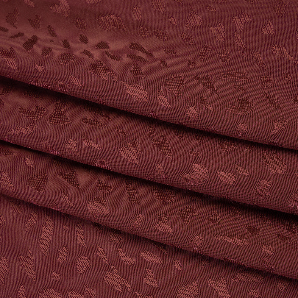 Sustainable Viscose Cheetah Spots Jacquard - Burgundy - Mood Exclusive Zerene Collection - Folded