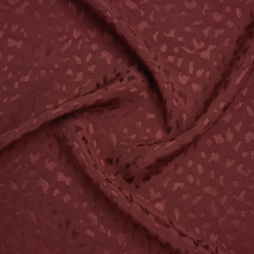 Sustainable Viscose Cheetah Spots Jacquard - Burgundy - Mood Exclusive Zerene Collection