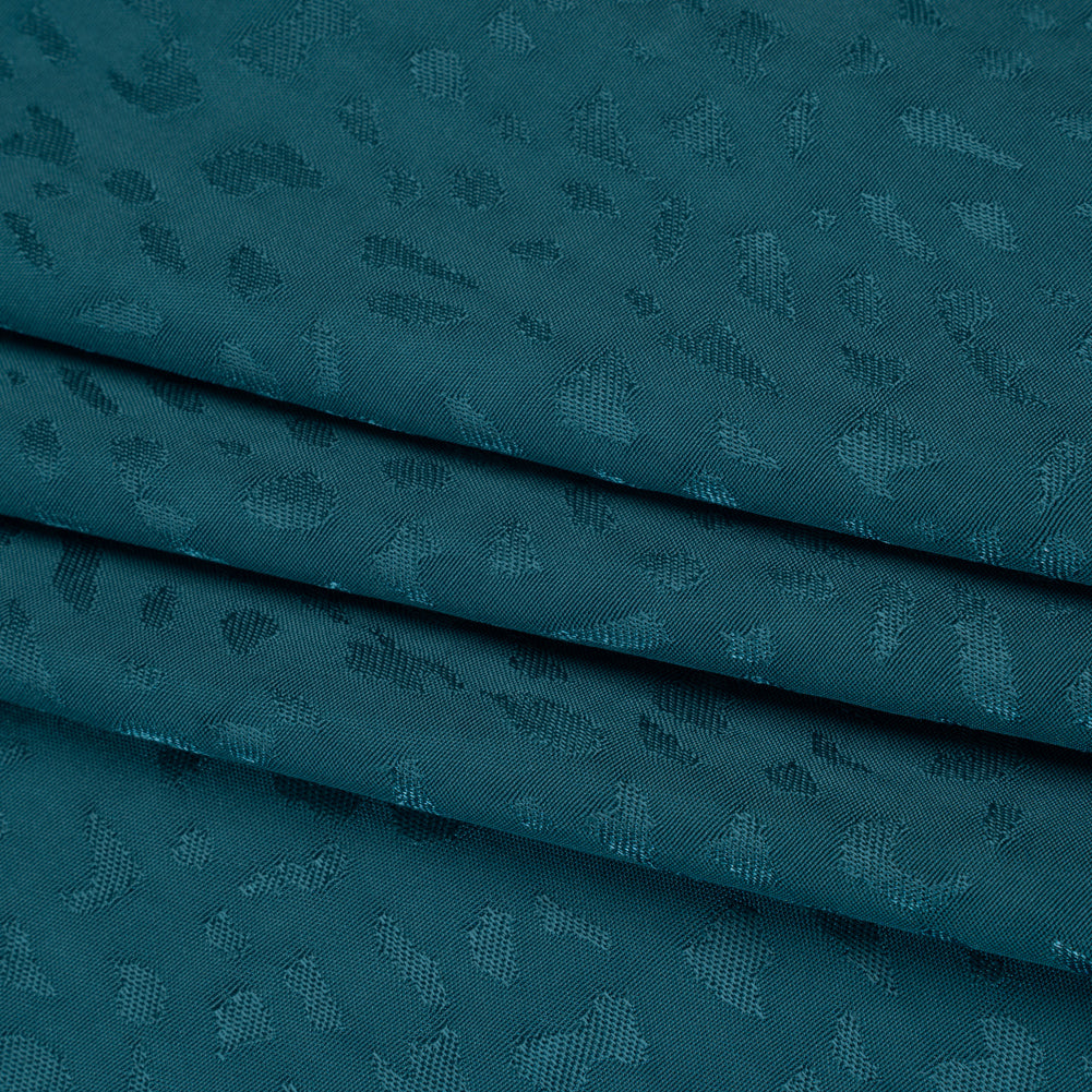 Sustainable Viscose Cheetah Spots Jacquard - Ocean - Mood Exclusive Zerene Collection - Folded