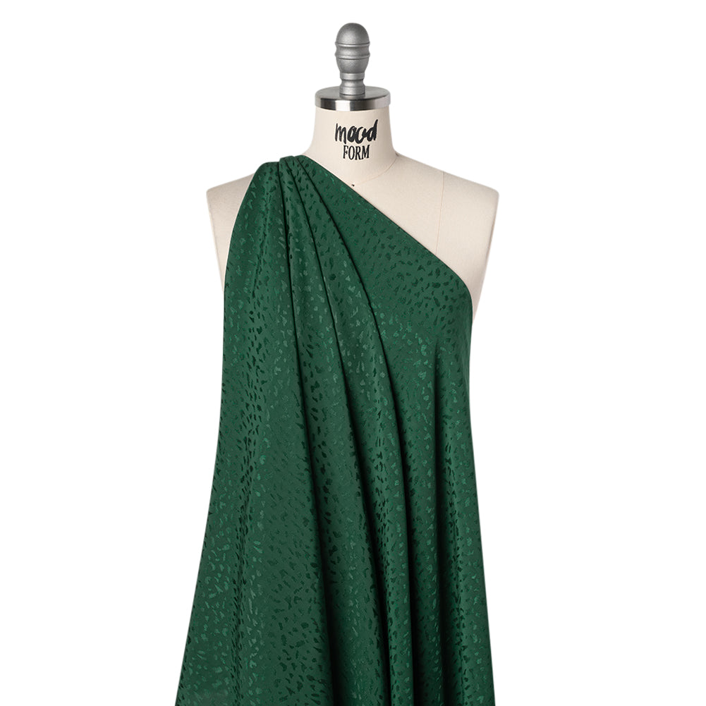 Sustainable Viscose Cheetah Spots Jacquard - Hunter Green - Mood Exclusive Zerene Collection - Drape