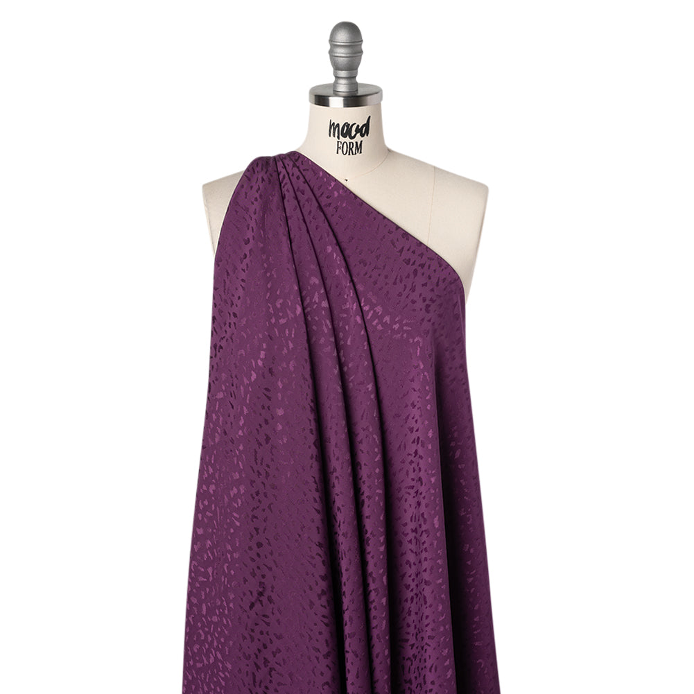 Sustainable Viscose Cheetah Spots Jacquard - Berry - Mood Exclusive Zerene Collection - Drape