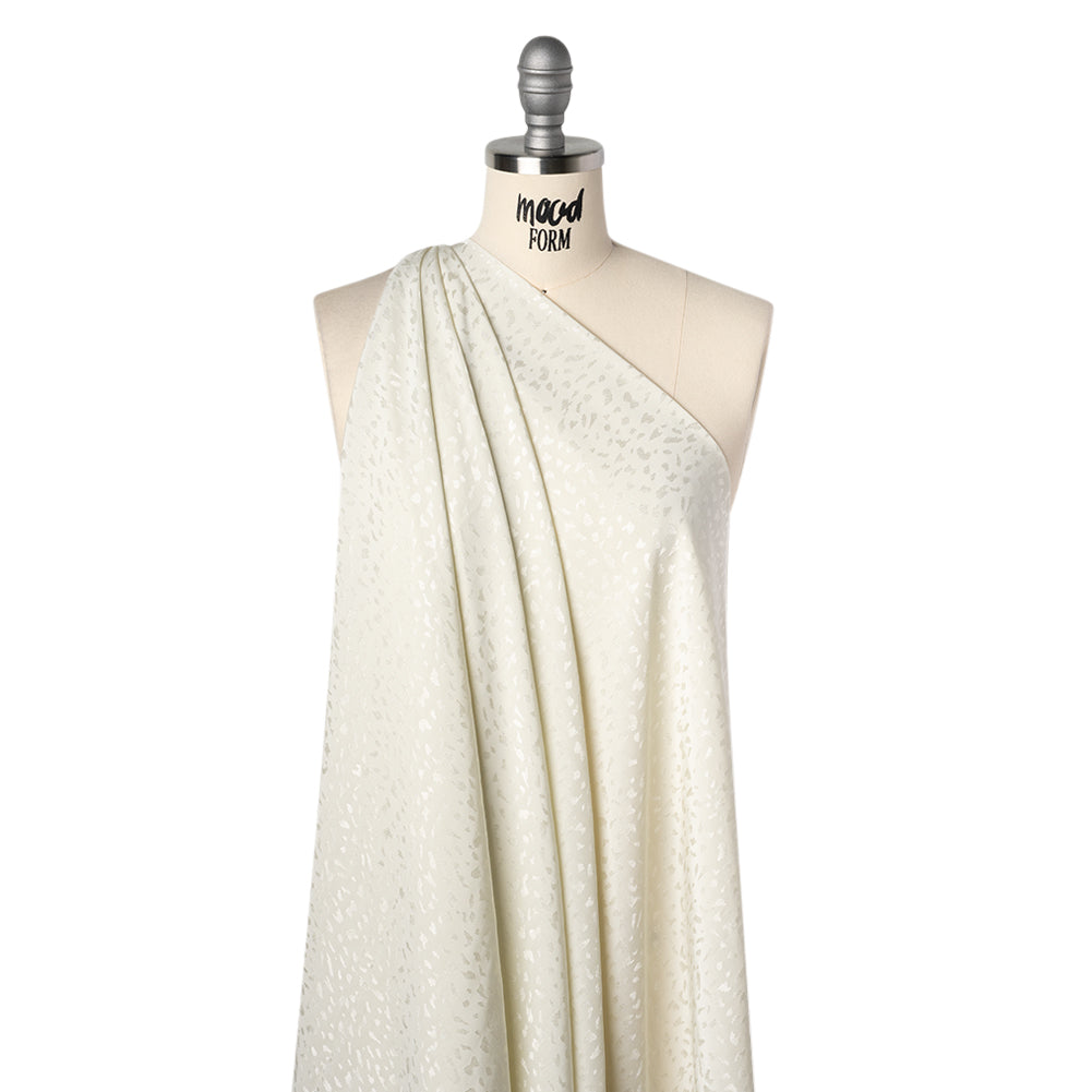 Sustainable Viscose Cheetah Spots Jacquard - Ivory - Mood Exclusive Zerene Collection - Drape