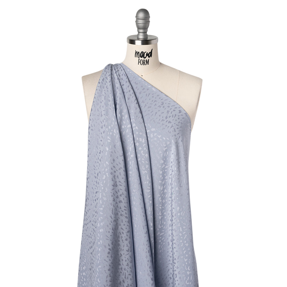 Sustainable Viscose Cheetah Spots Jacquard - Light Blue - Mood Exclusive Zerene Collection - Drape