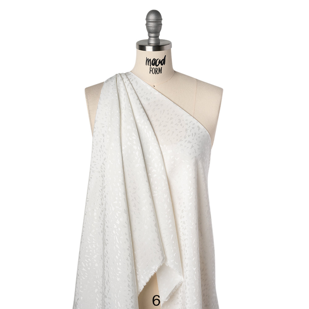 Sustainable Viscose Cheetah Spots Jacquard - Off-White - Mood Exclusive Zerene Collection - Drape