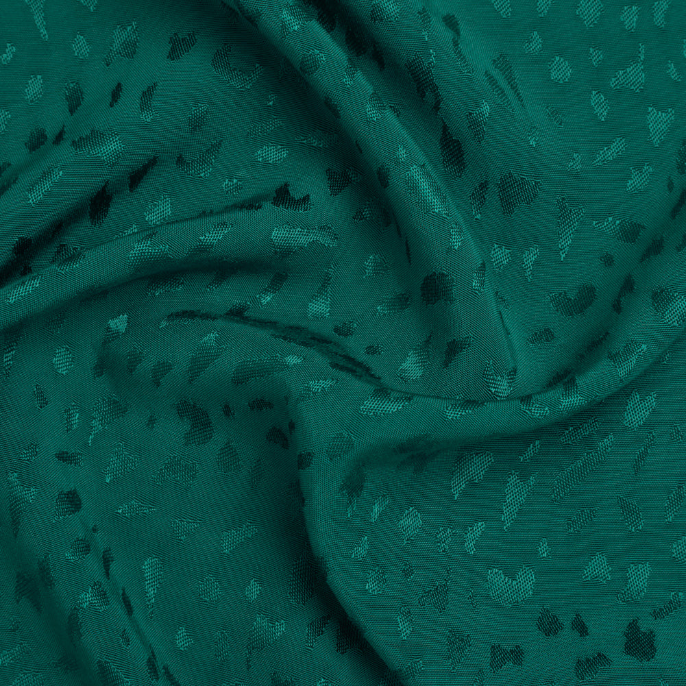 Sustainable Viscose Cheetah Spots Jacquard - Dark Teal - Mood Exclusive Zerene Collection