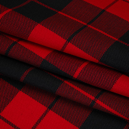 Virgin Wool Twill Made in Italy - Red and Black Classic Plaid